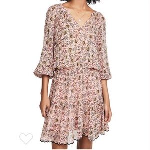 Velvet by Graham & Spencer Floral Mini Dress in Pink and Cream